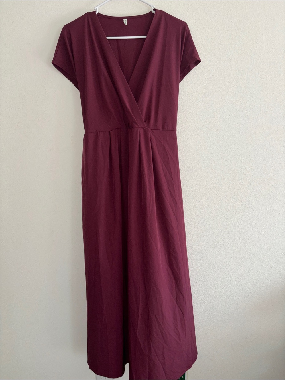 HALARA Burgundy V-Neck Wrap Maxi Dress